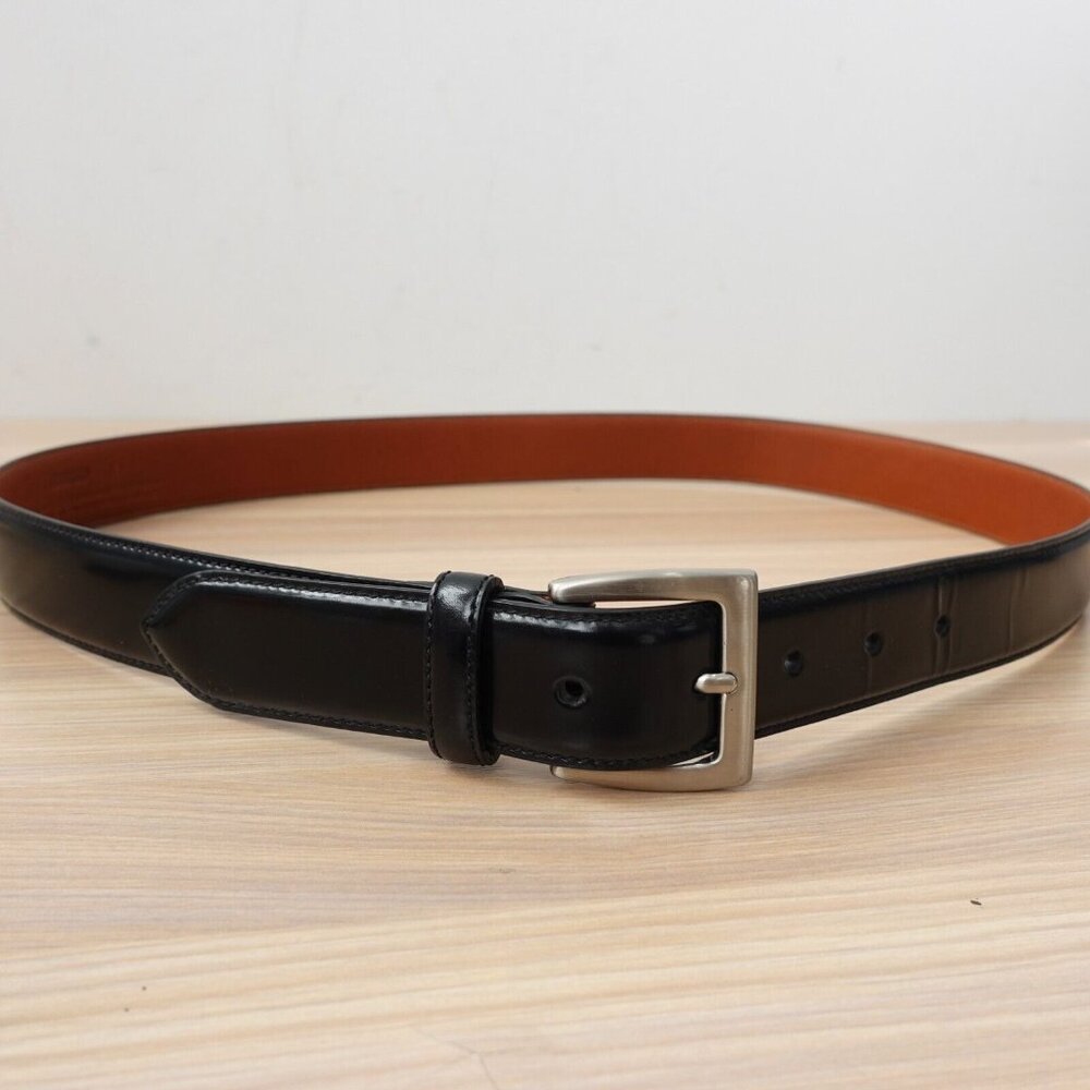 COACH Belt Mens 36 90 Black Leather Italian Dress Formal Work Solid Brass Medium - Picture 2 of 12